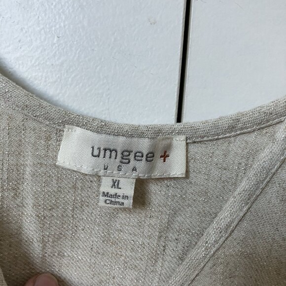Umgee Tank Top Womens XL Linen Rayon Boho Tunic Neutral Minimalist - Picture 4 of 6